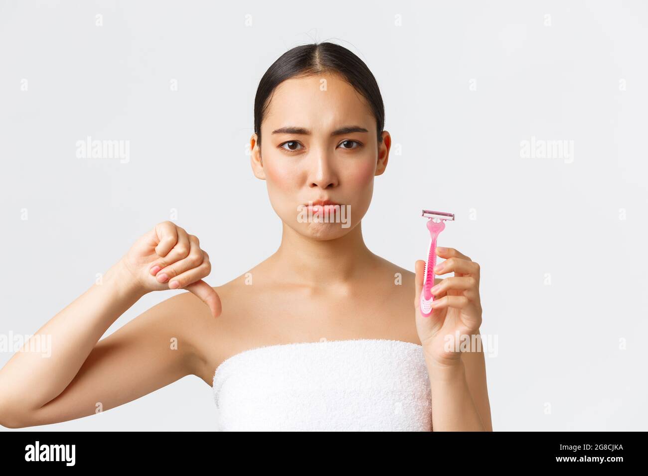 Beauty, personal care, and depilation concept. Closeup of disappointed