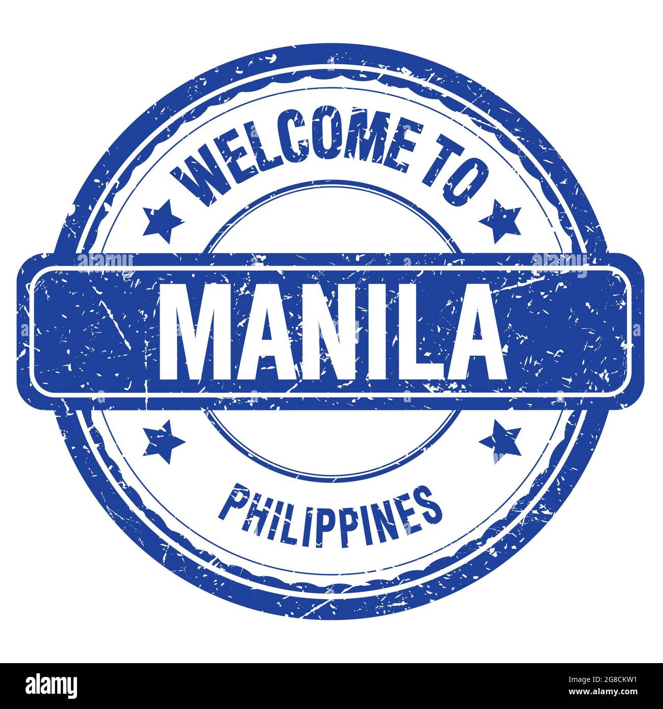 TO MANILA PHILIPPINES, words written on blue grungy stamp