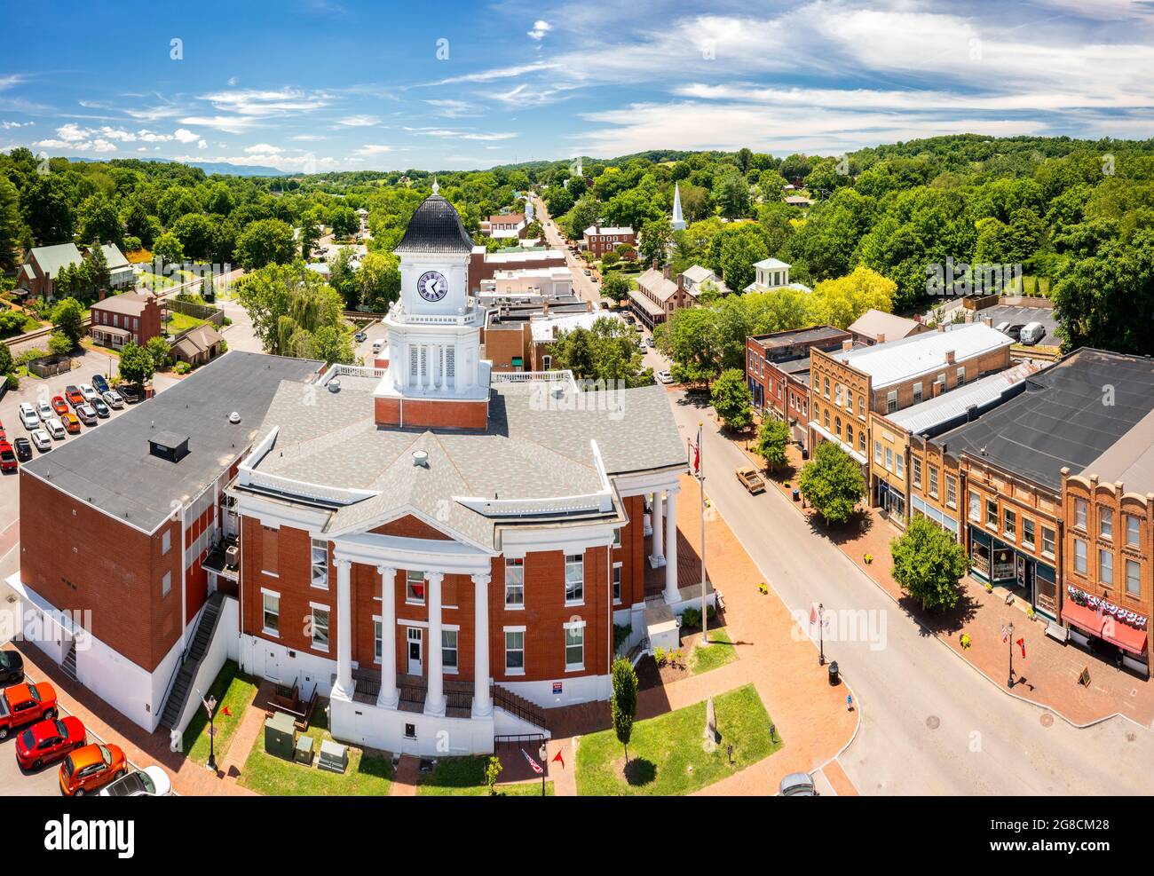 Aerial view of Jonesborough, Tennessee Stock Photo