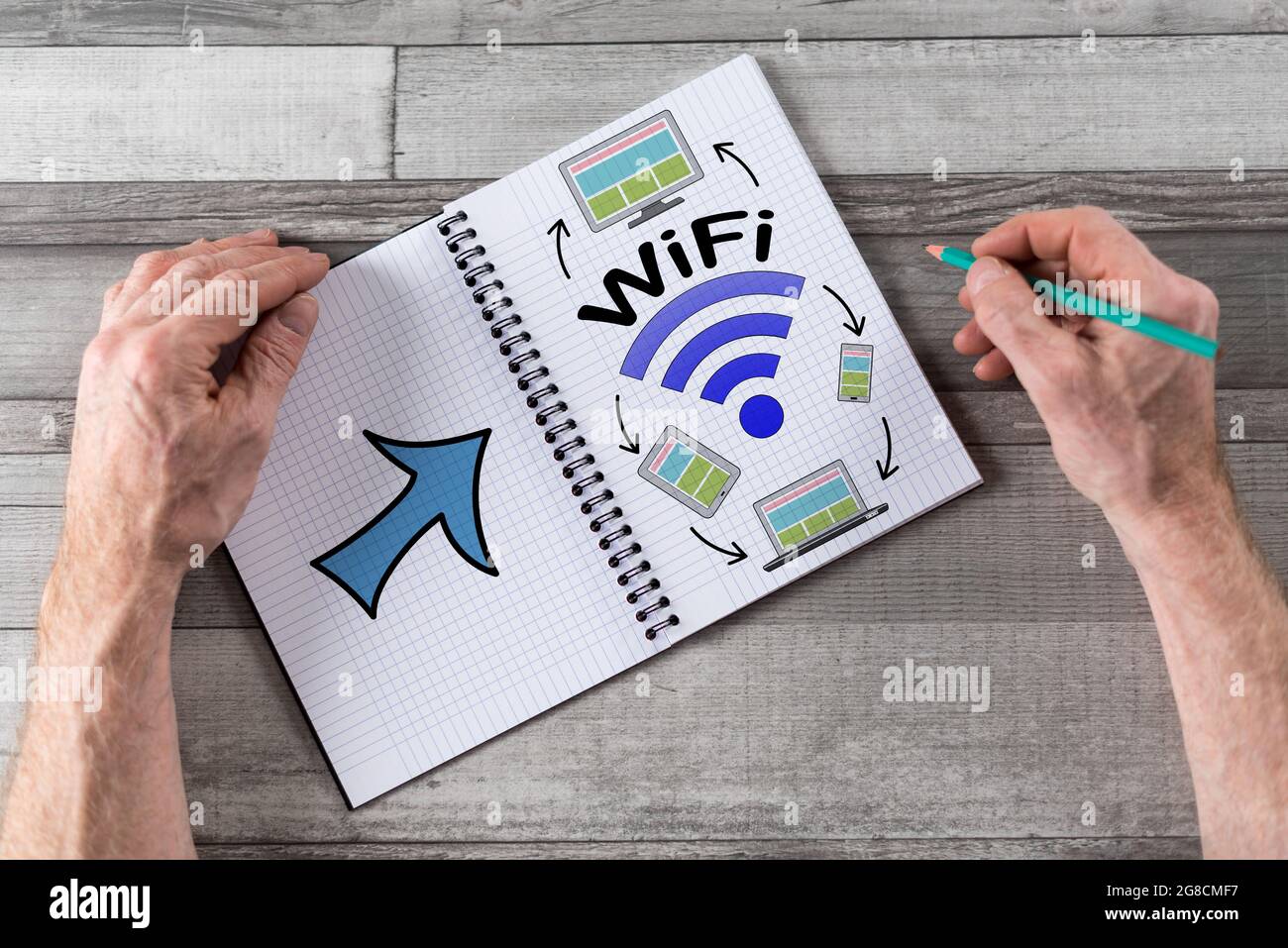 Wifi concept drawn on a notepad Stock Photo - Alamy