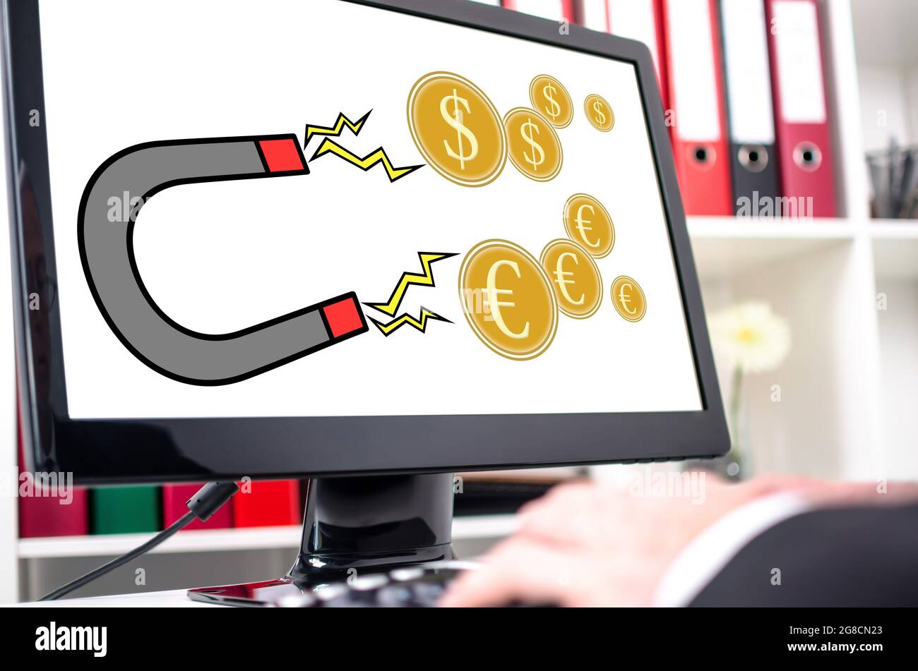 Money attraction concept shown on a computer screen Stock Photo