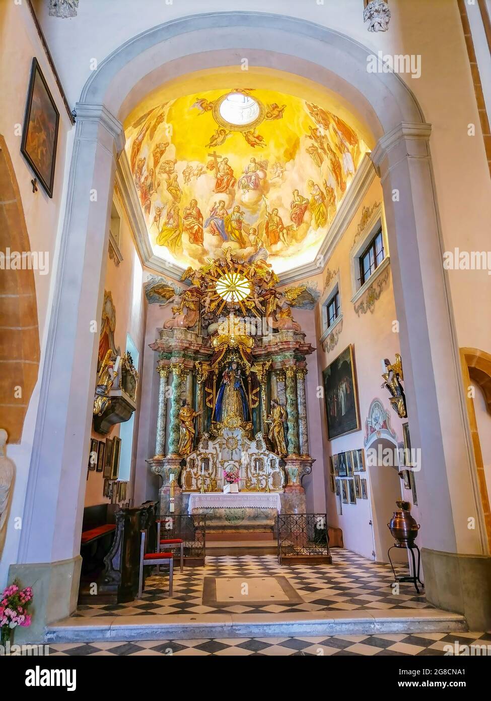 Beautiful interior of the pilgrimage Church Maria Strassengel, a 14th century Gothic church in the town of Judendorf Strassengel near Graz, Styria reg Stock Photo
