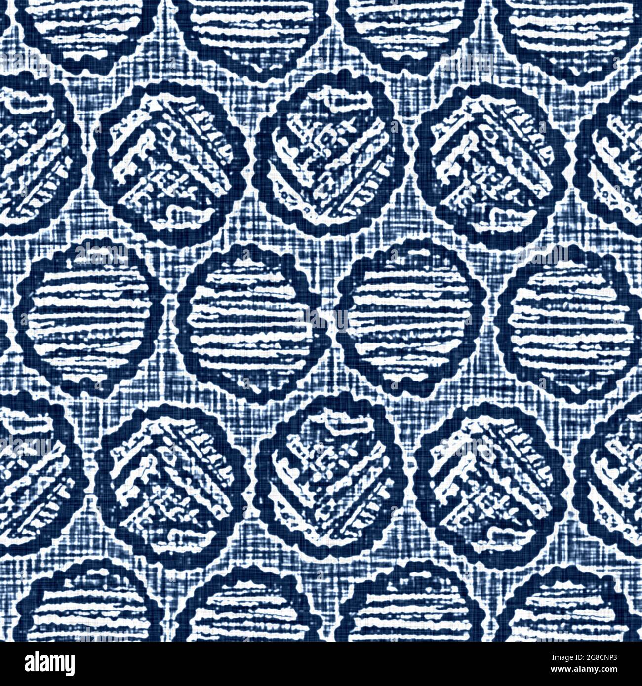 Acid wash blue jean effect texture with decorative linen geo motif ...