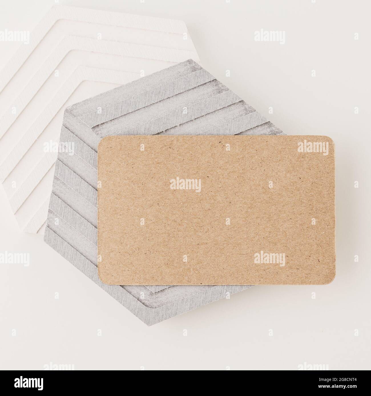 Kraft Paper Business Card Mockup Template, Flat lay. Minimalist style