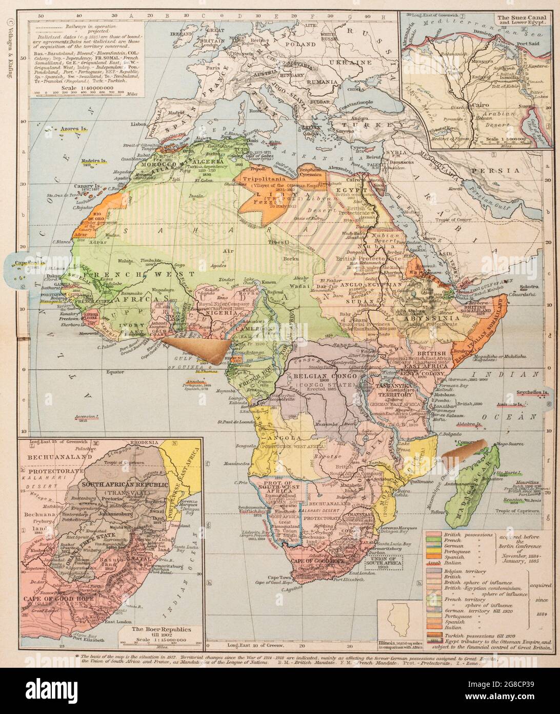 Map showing the partition of Africa, 1912.  From Historical Atlas, published 1923. Stock Photo
