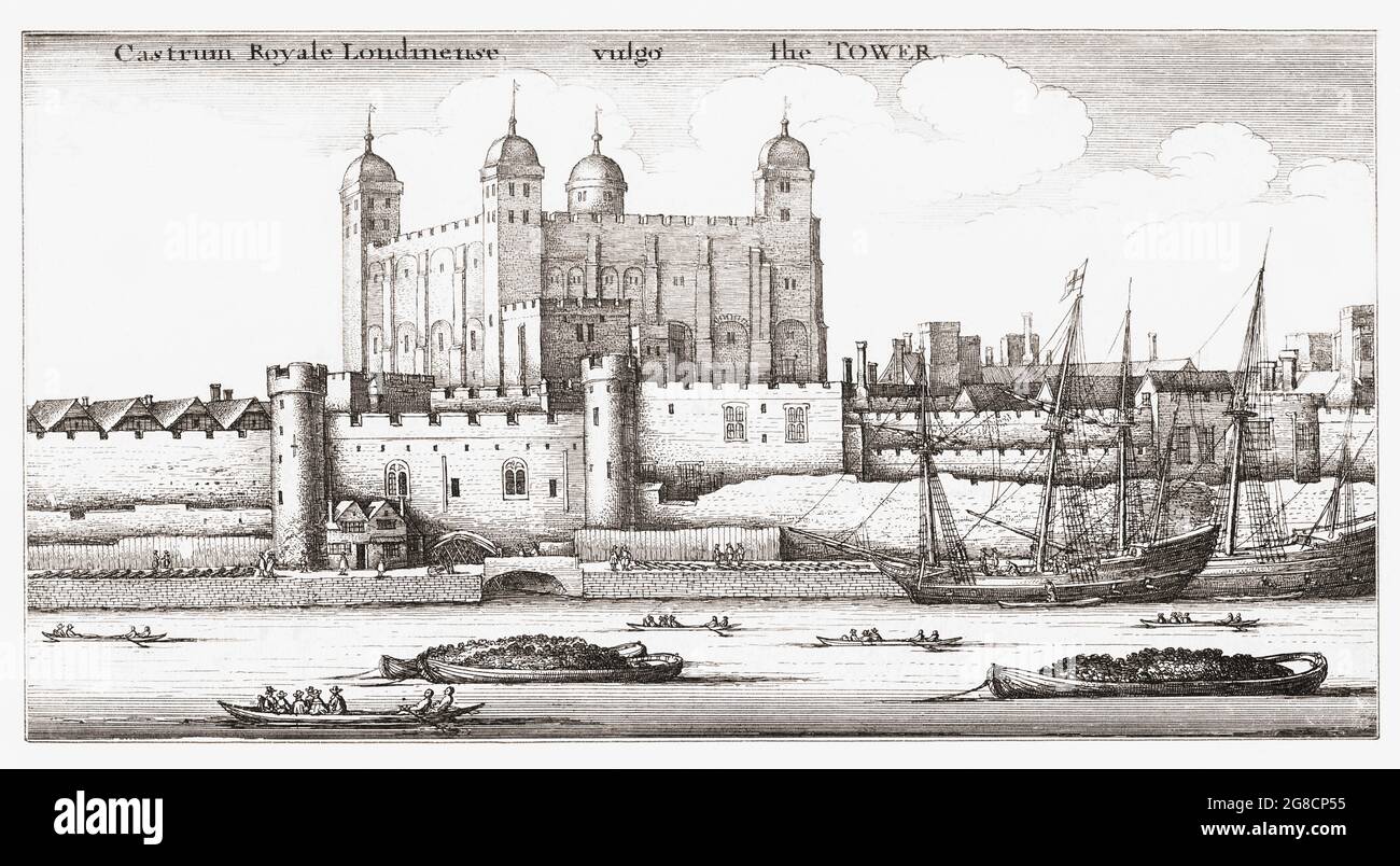 The Tower of London, after a 17th century work by Wenceslaus Hollar. Stock Photo