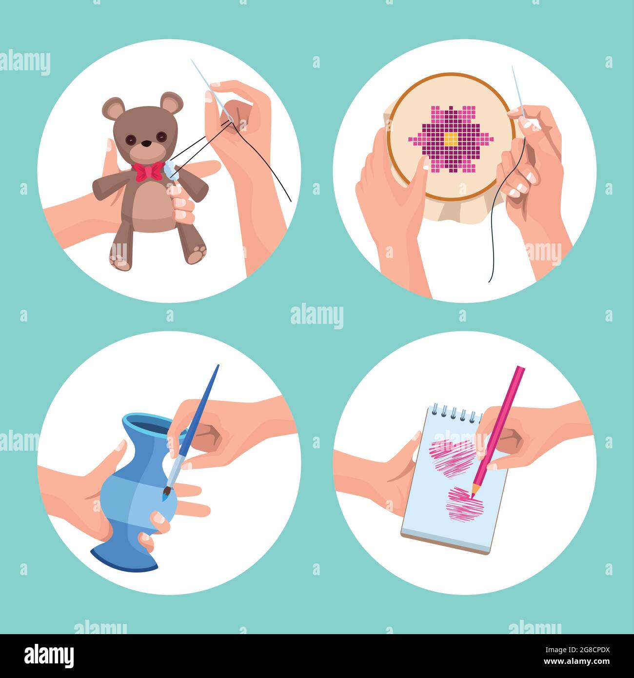 craft projects four icons Stock Vector