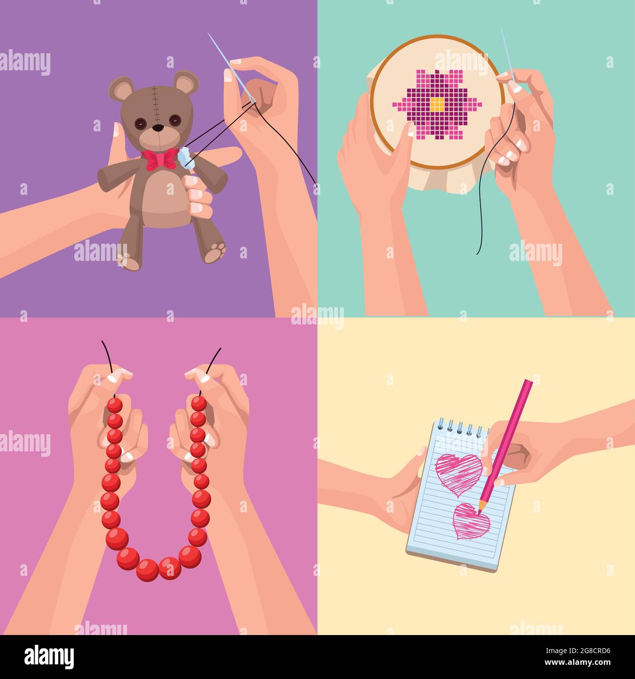 four craft projects icons Stock Vector
