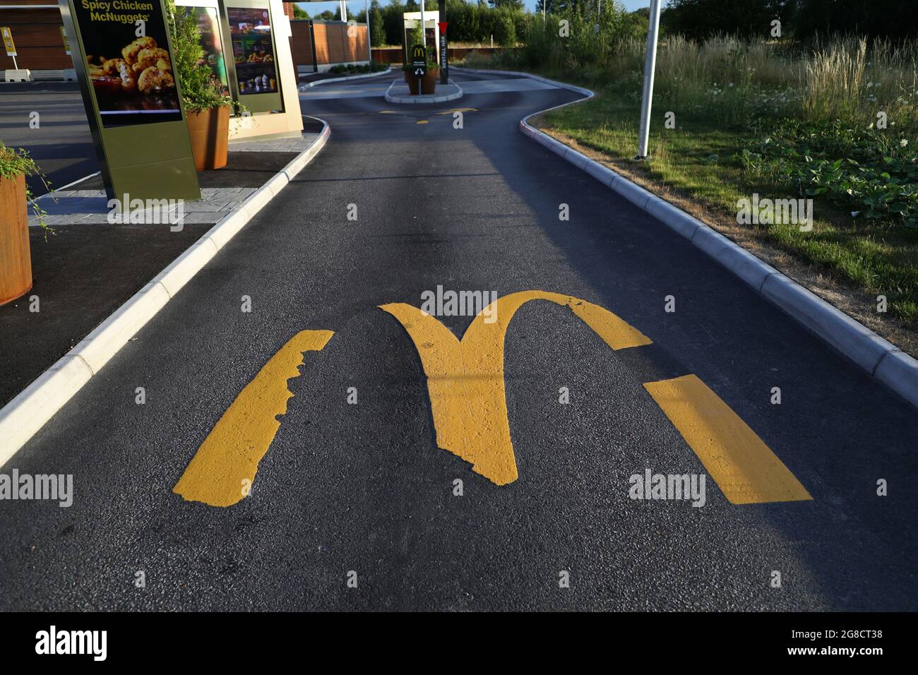 McDrive signs at a McDonald's fast food restaurant Stock Photo - Alamy