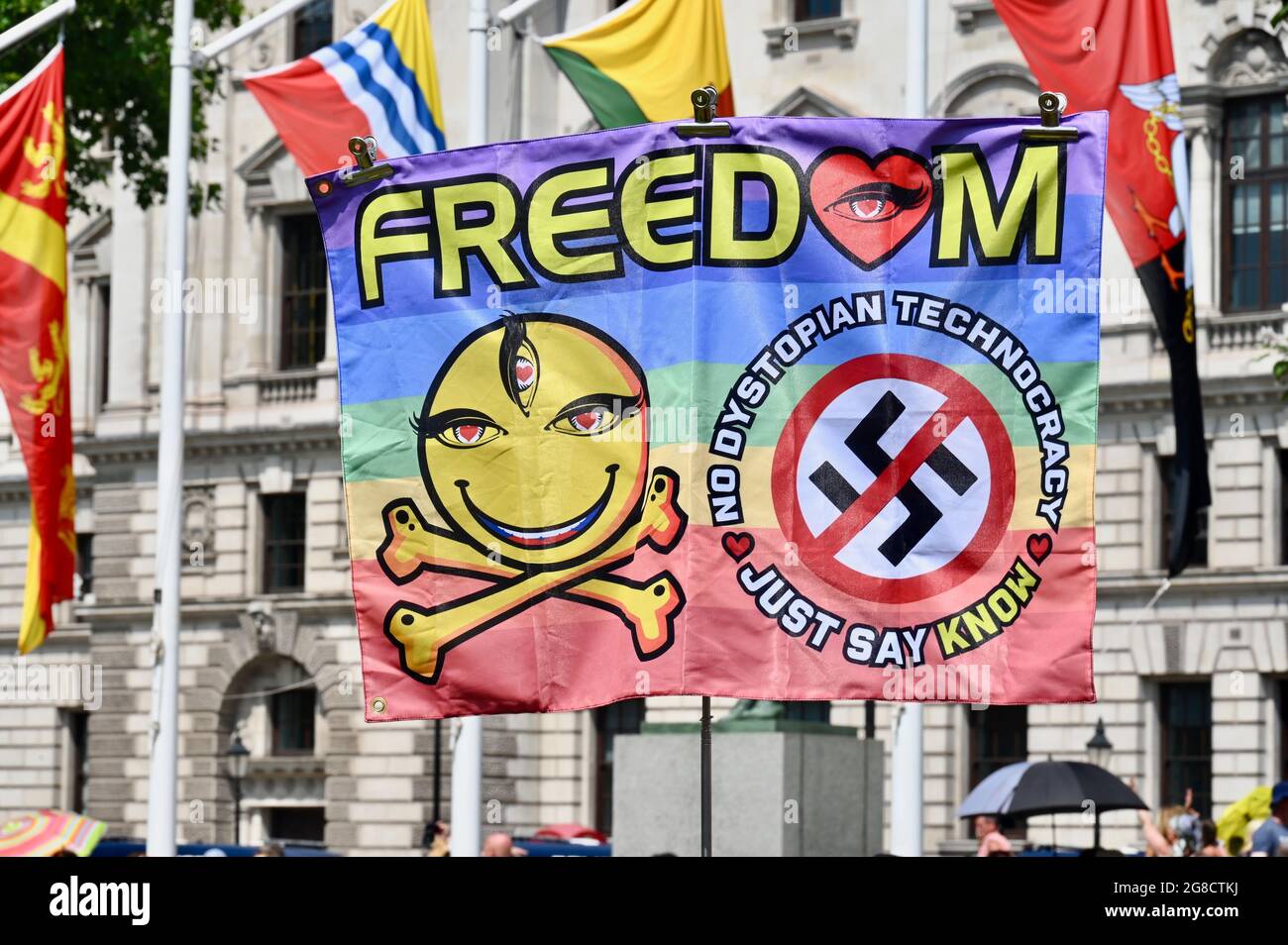 London, UK. Freedom Day Protest, Parliament Square, Westminster. Credit: michael melia/Alamy Live News Stock Photo