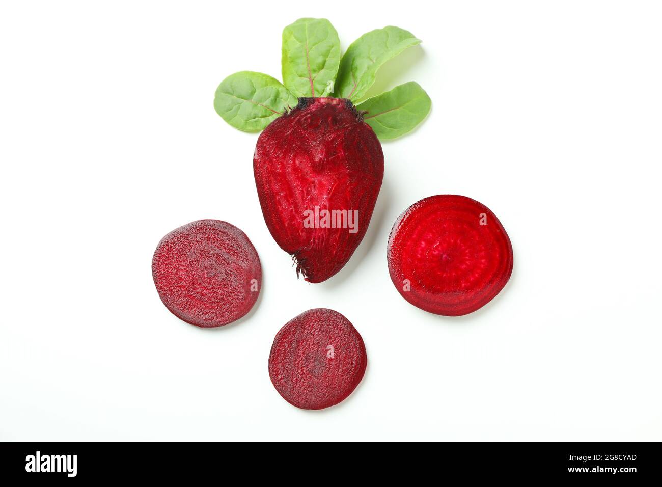 Chopped ripe red beet on white background Stock Photo