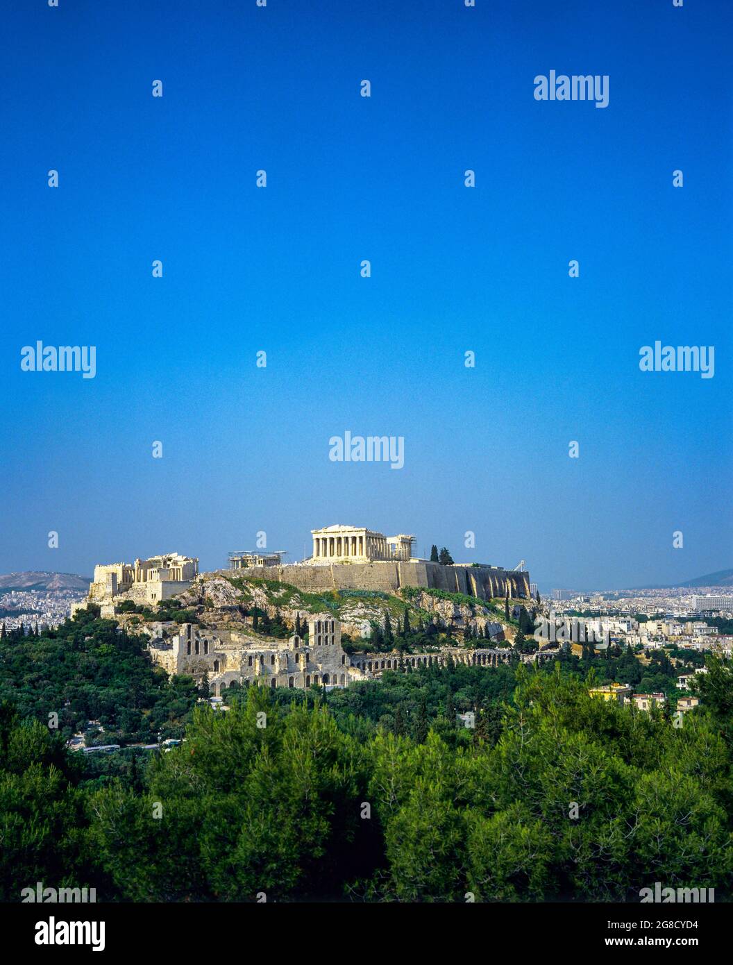 Athens, Parthenon temple atop the Acropolis hill, Greece, Europe, Stock Photo