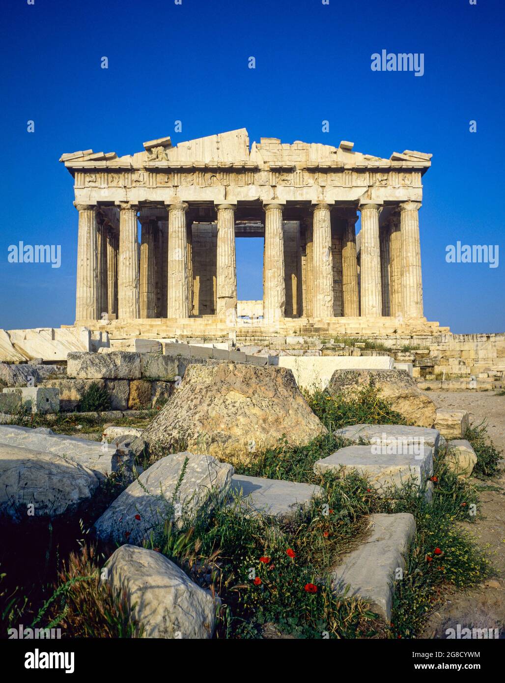 Athens, Parthenon temple, Acropolis hill, Greece, Europe, Stock Photo