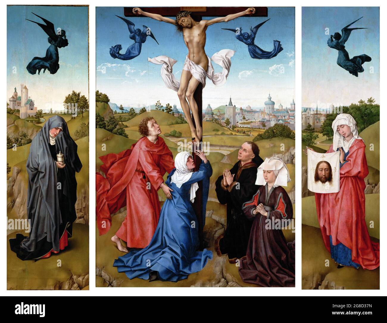 The Crucifixion by Rogier van der Weyden (c.1399-1464), oil on wood,  1443/5 Stock Photo