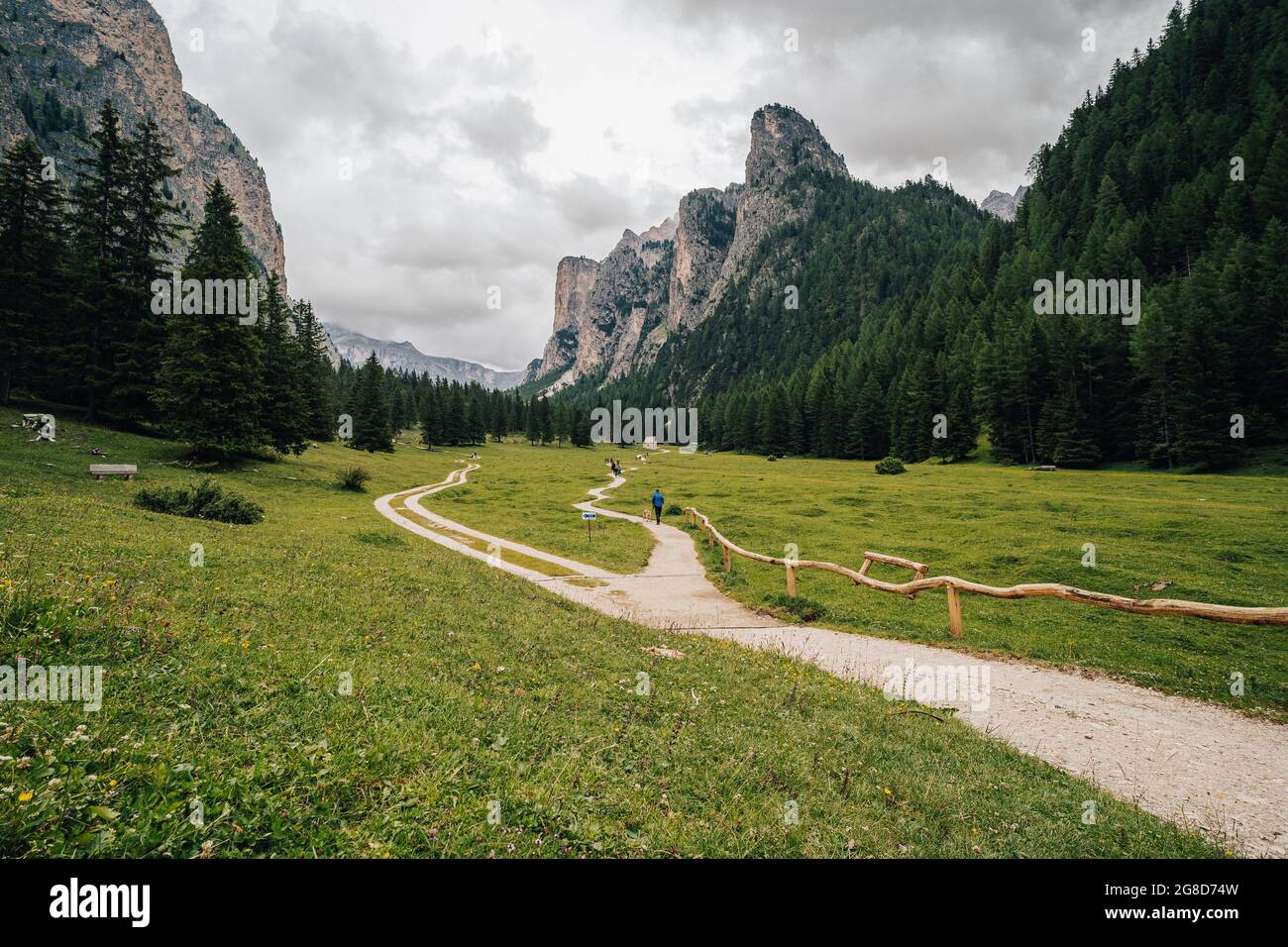 Vallunga or Langental valley in Dolomites, Italy. Stock Photo