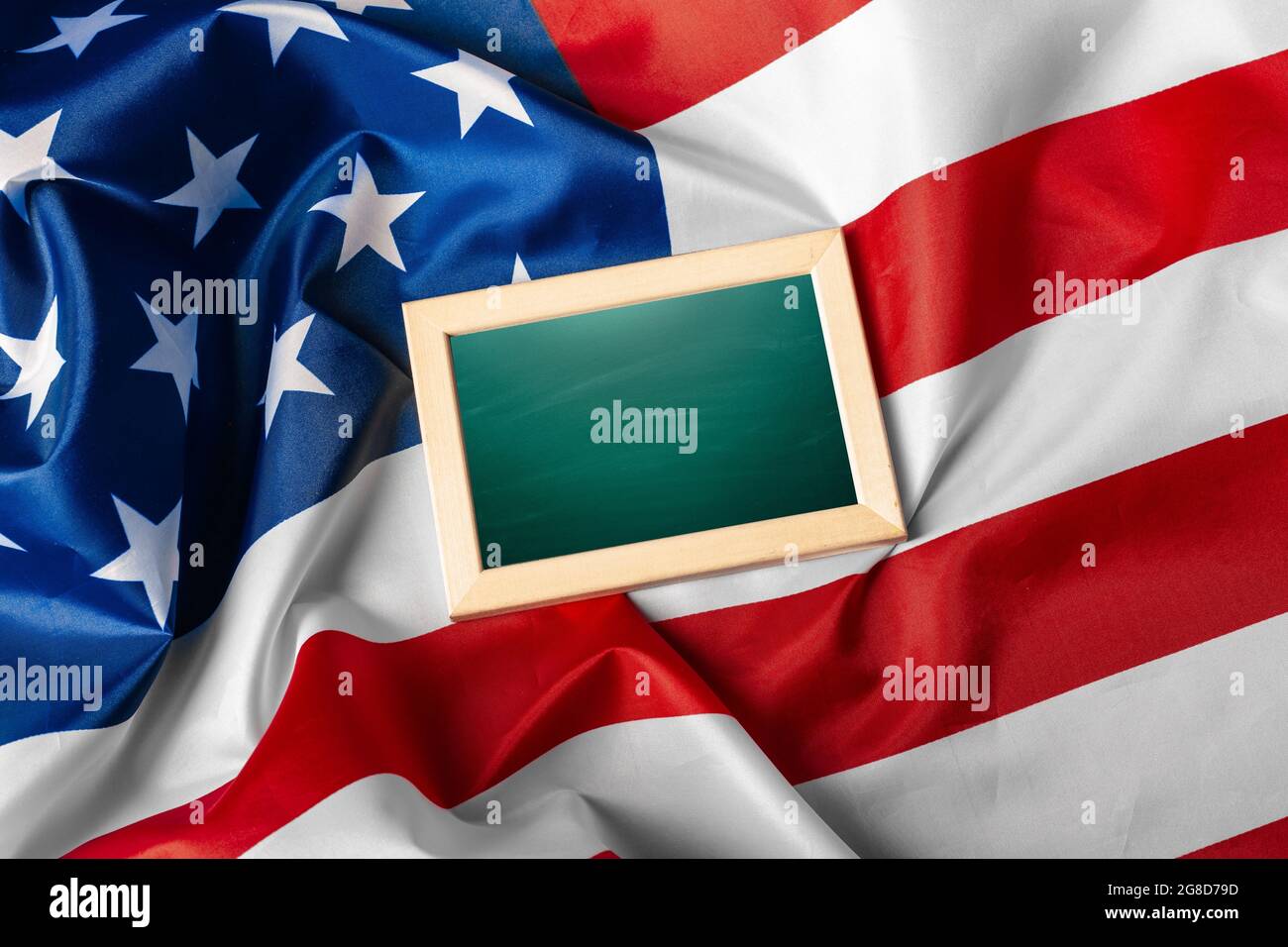 Blank frame on American flag background Stock Photo