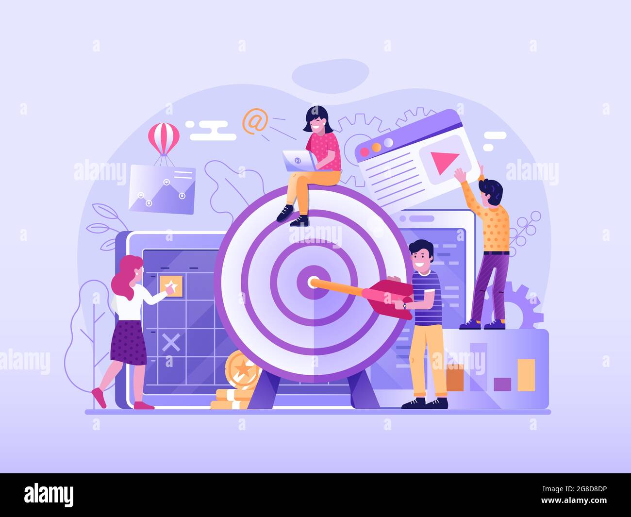 Marketing Strategy and Company Target Develop Concept Stock Vector