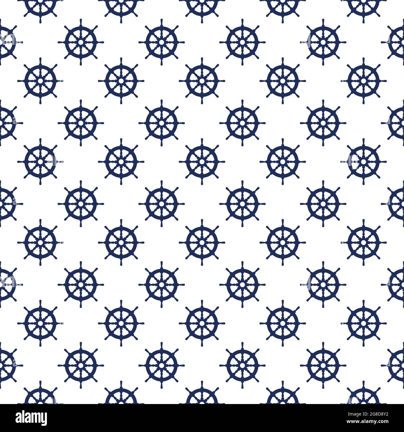 Seamless nautical pattern with steering wheels. Design element for wallpapers Stock Vector