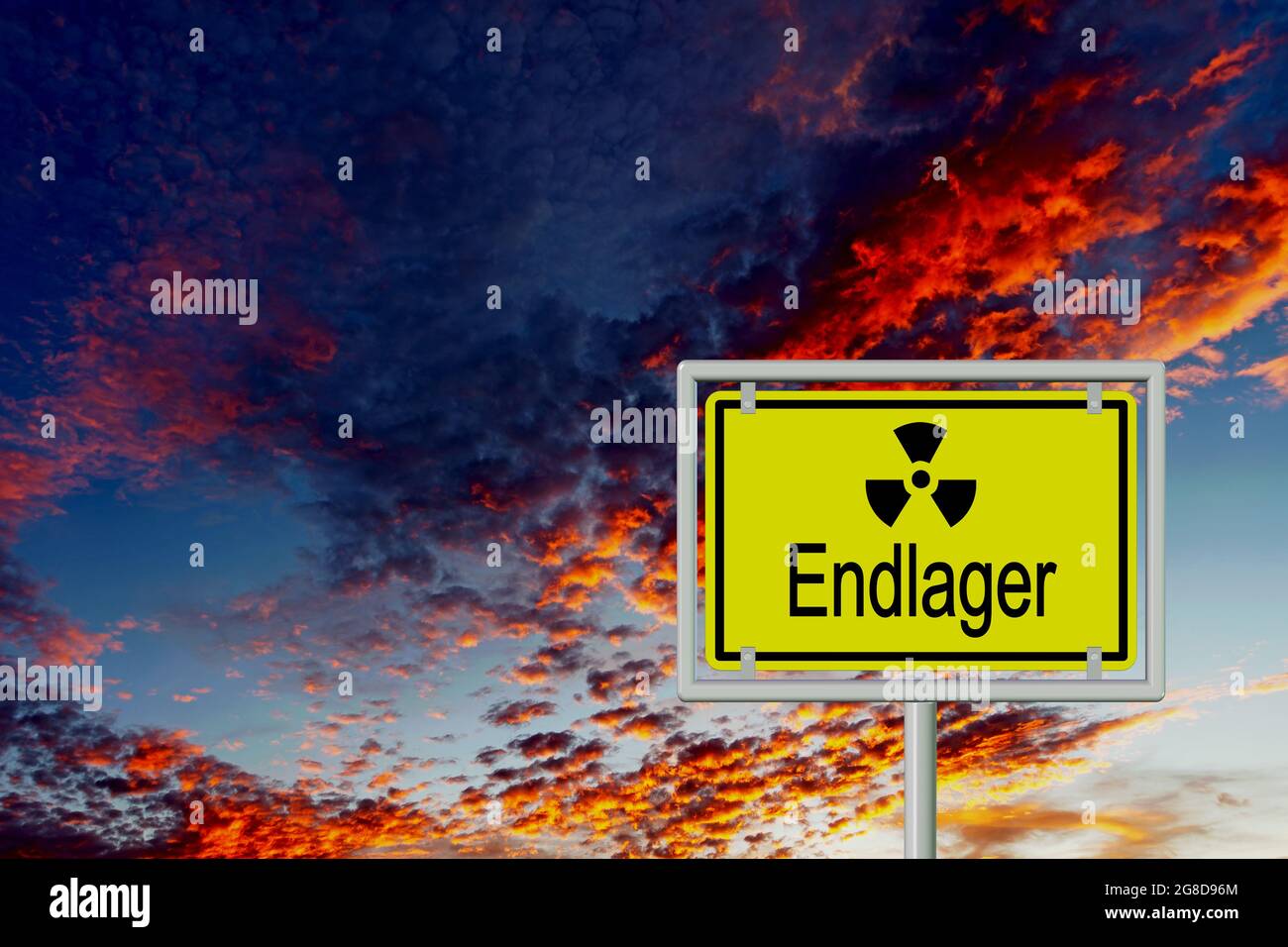 Place-name sign with the inscription 'Endlager', translation 'Repository' for nuclear waste Stock Photo