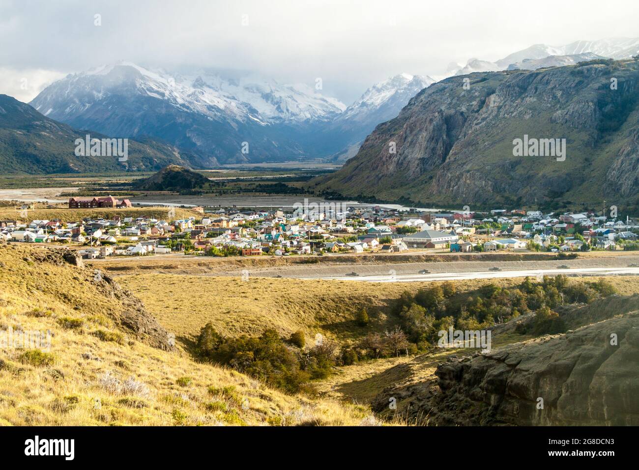 View of El Chalten village in National Park Los Glaciares, Argetina Stock Photo
