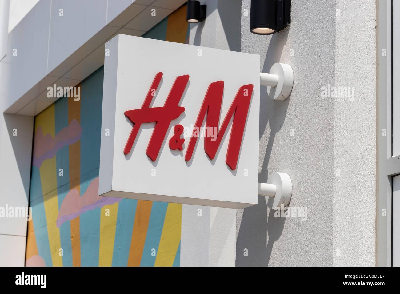 Plainfield - Circa July 2021: H&M Retail Mall Location. H&M is an international clothing company. Stock Photo