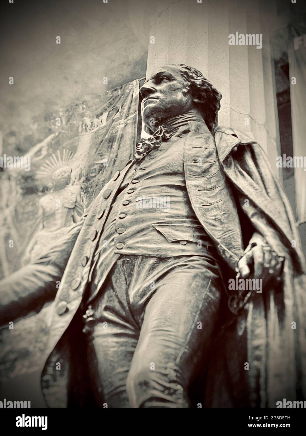 Statue of George Washington at Federal Hall in lower Manhattan’s Financial District. Stock Photo