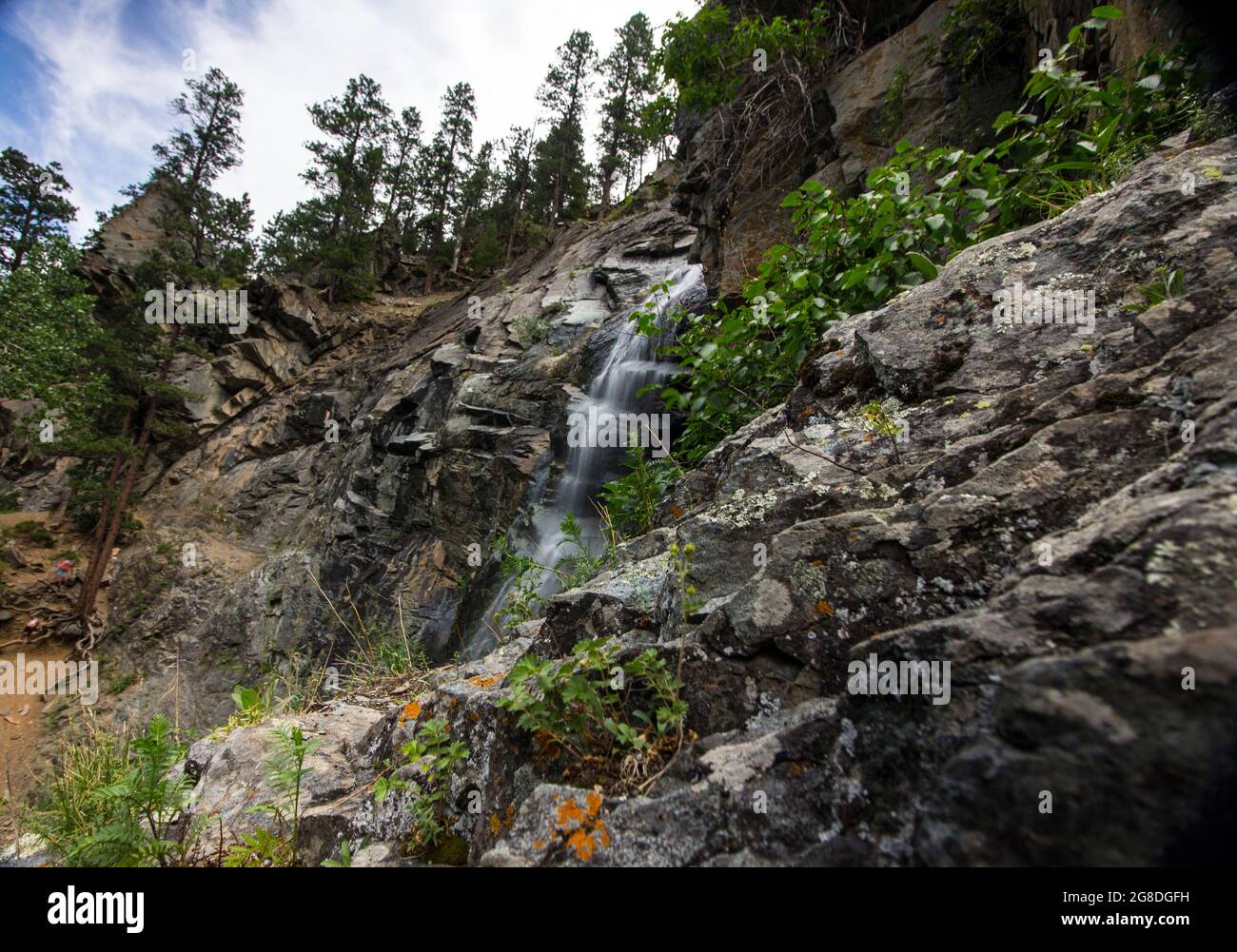 Bridal Veil Falls, Spearfish Canyon Scenic Byway, South Dakota Stock
