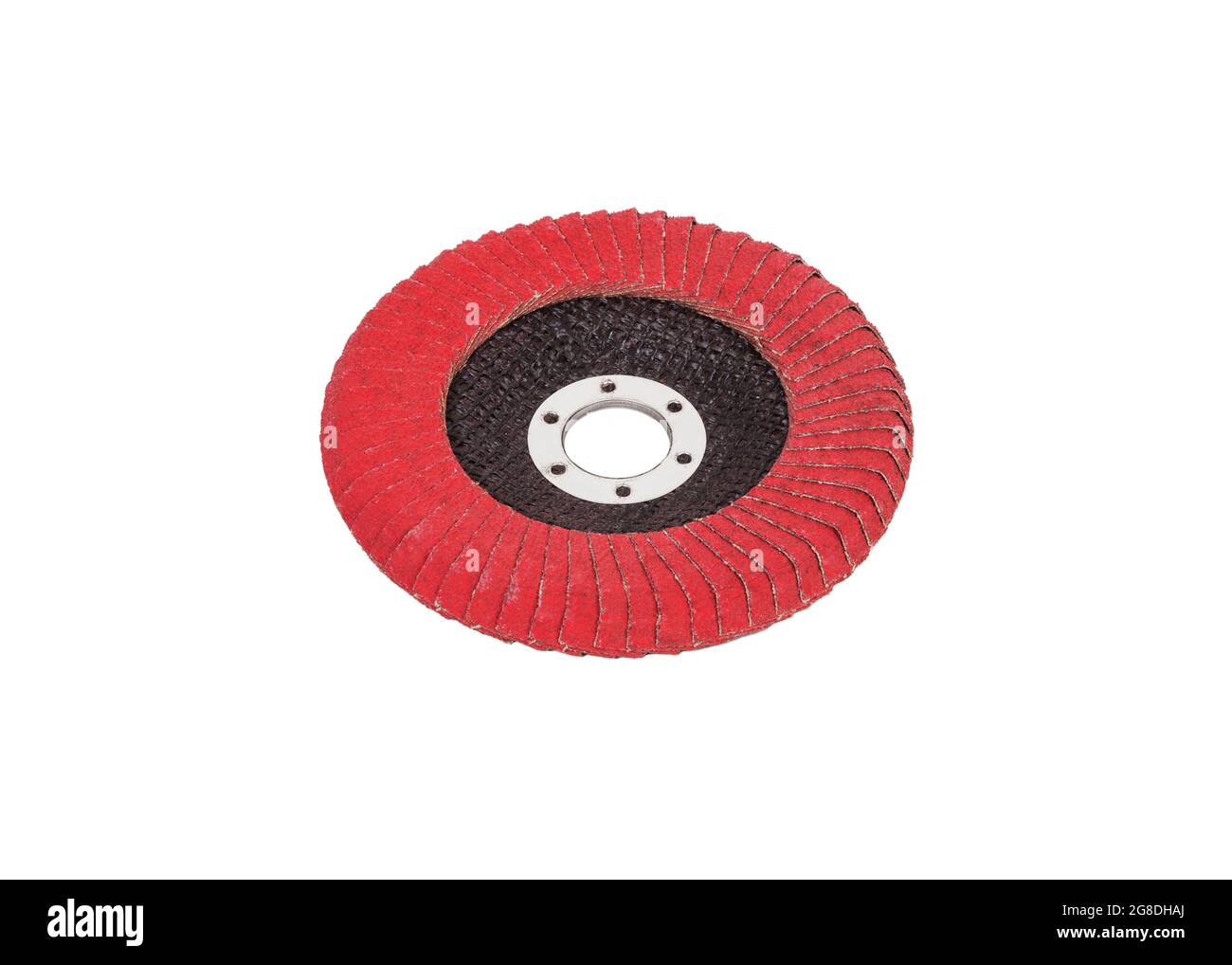 Flap disk for the angle grinder in red color. Flap disc for angle