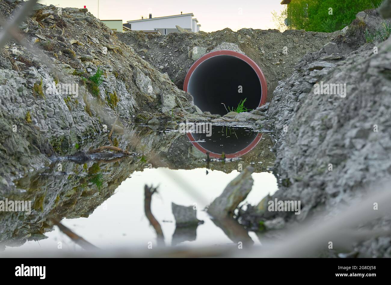Laying of engineering systems for a new residential area Stock Photo ...