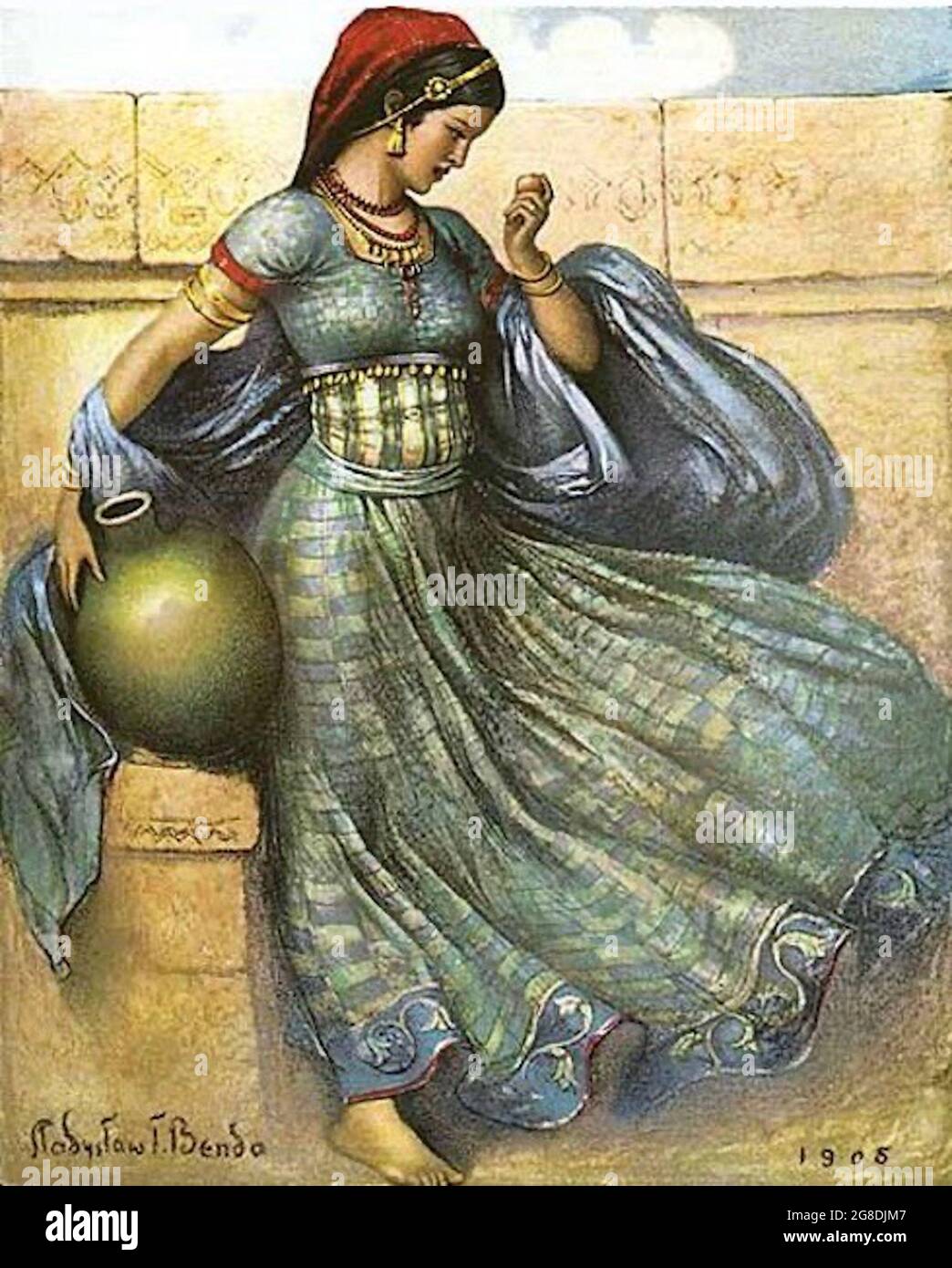 Władysław Teodor Benda artwork entitled A Pebble from India used on the front cover of The Suday Magazine of the New York Tribune. Traditional dress. Stock Photo