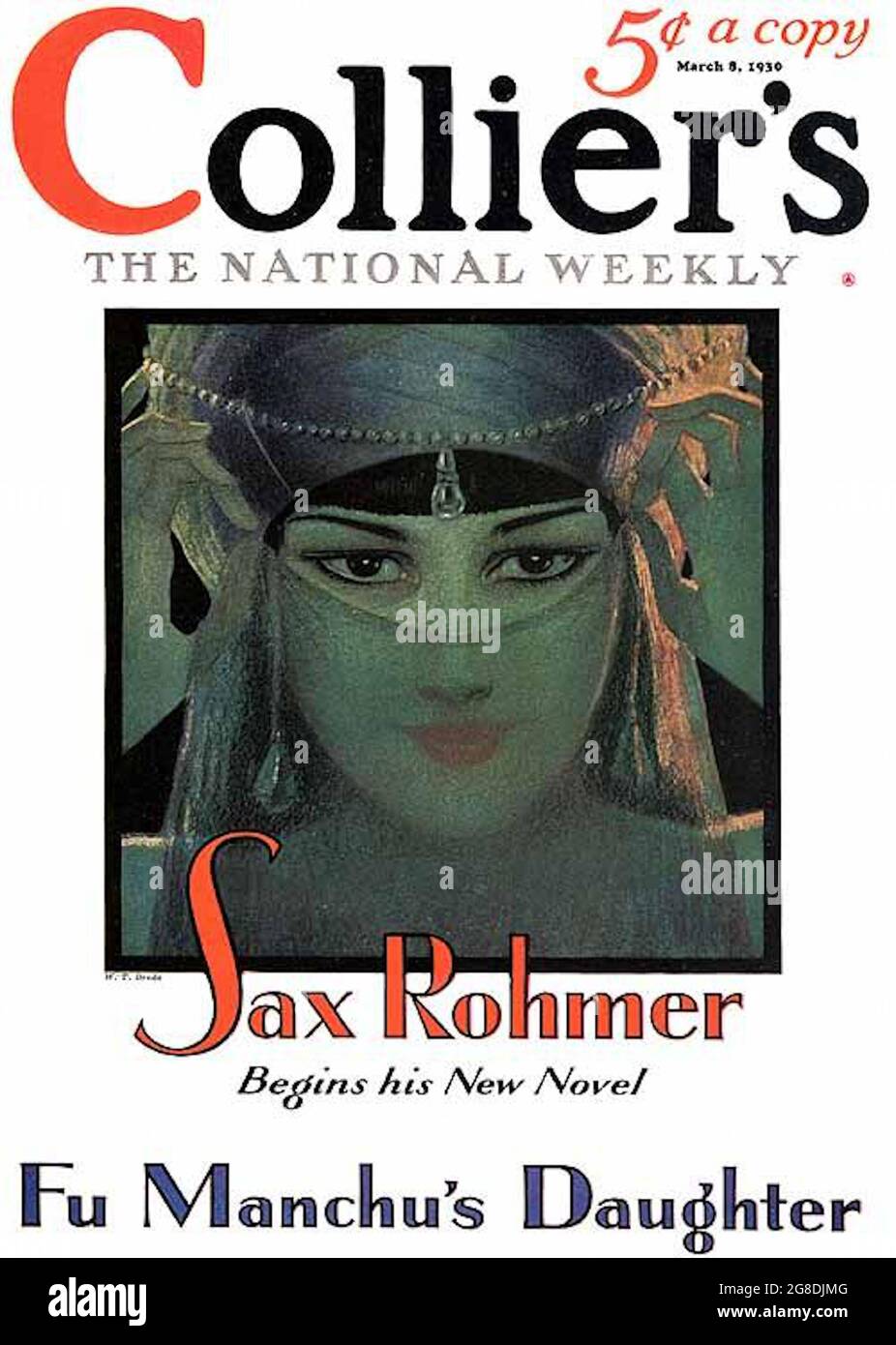 Władysław Teodor Benda magazine cover design - Collier's The National Weekly - Sax Rohmer Fu Manchu's Daughter. Stock Photo