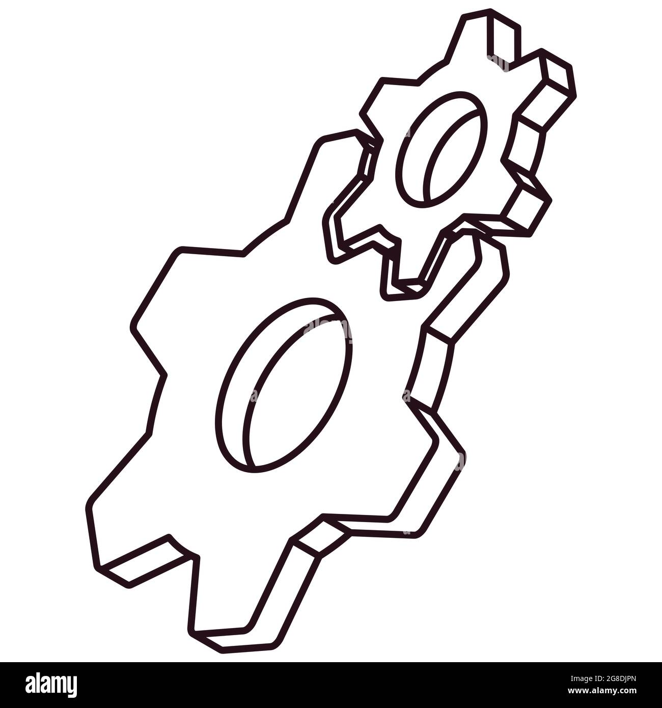 Illustration drawing of mechanical components on a white background