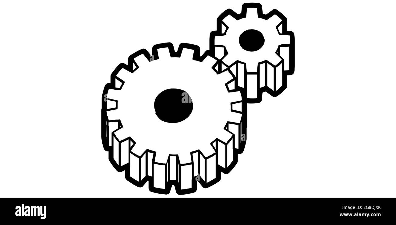 Illustration drawing of mechanical components on a white background