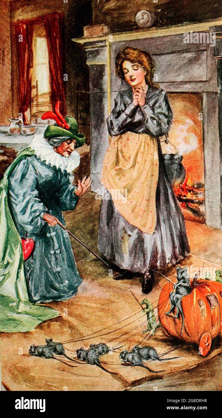 Cinderella and the Fairy Godmother by Kate Abelmann, circa 1913 Stock Photo