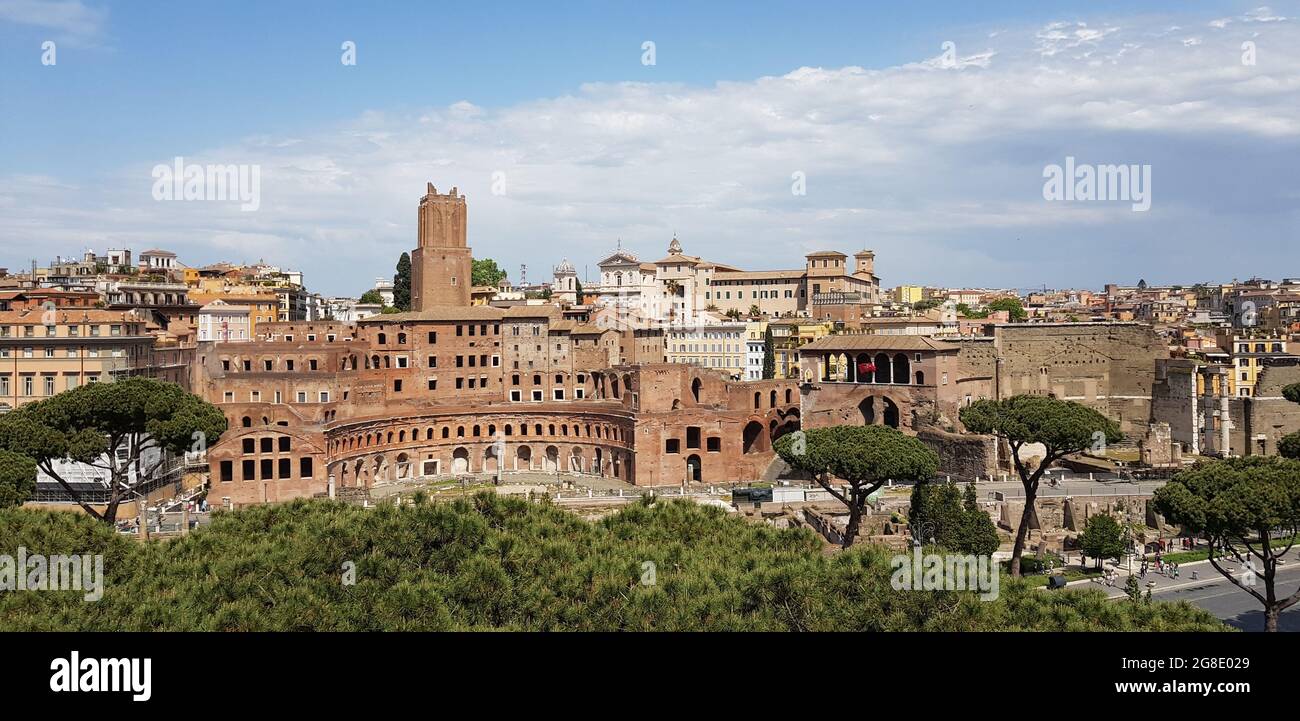 Panoramic view of the ruins of Trajan’s markets Rome Italy Stock Photo
