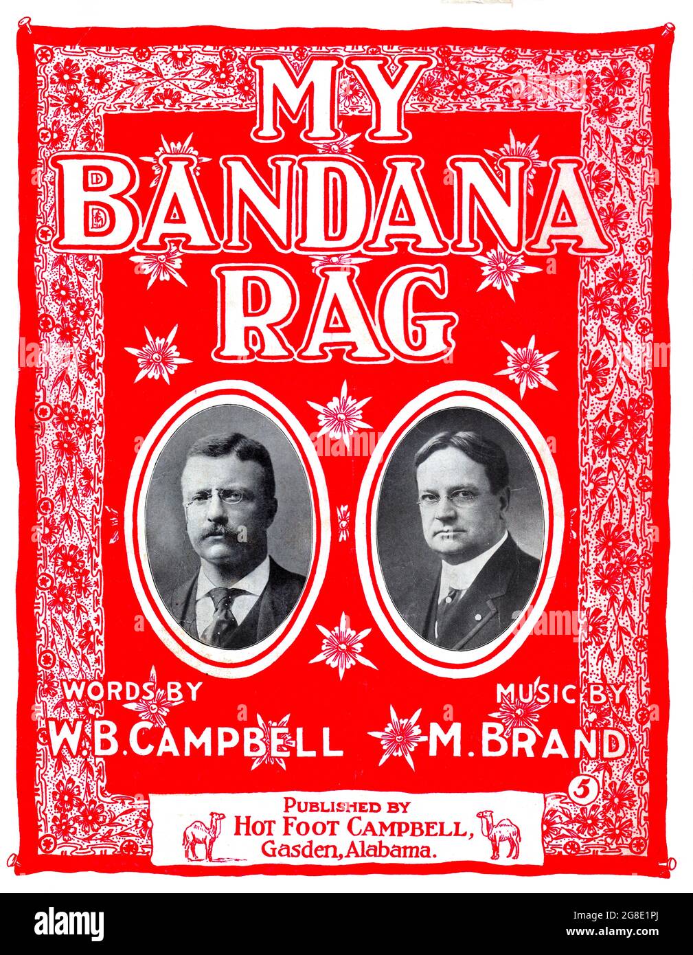 My Bandana Rag,1904 presidential election  Republican campaign sheet music for Theodore Roosevelt and Charles Fairbanks. Stock Photo