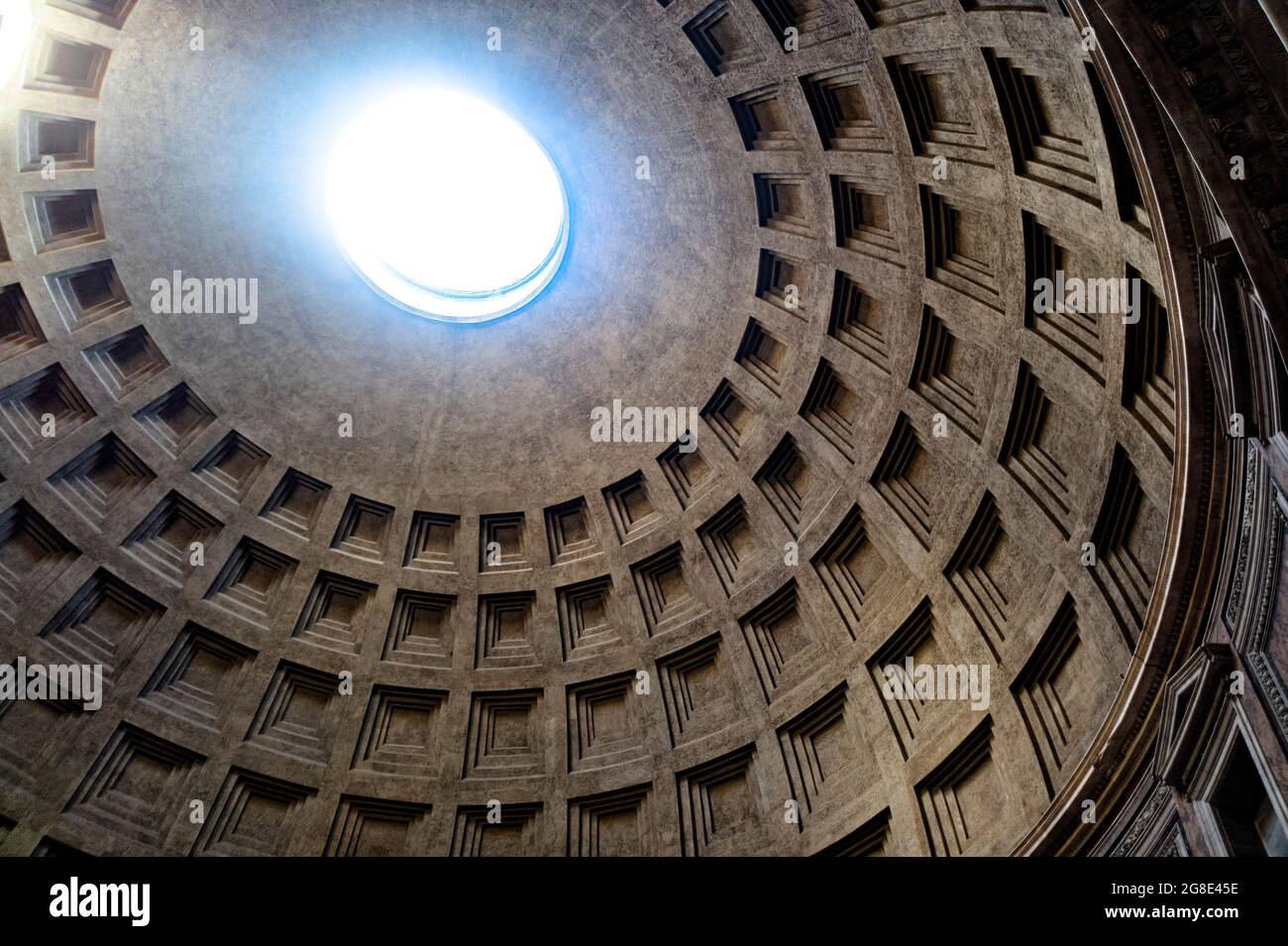 Europe - Italy, capital city Rome: A view of the Pantheon's dome which is considered the world's largest unreinforced concrete dome. Stock Photo