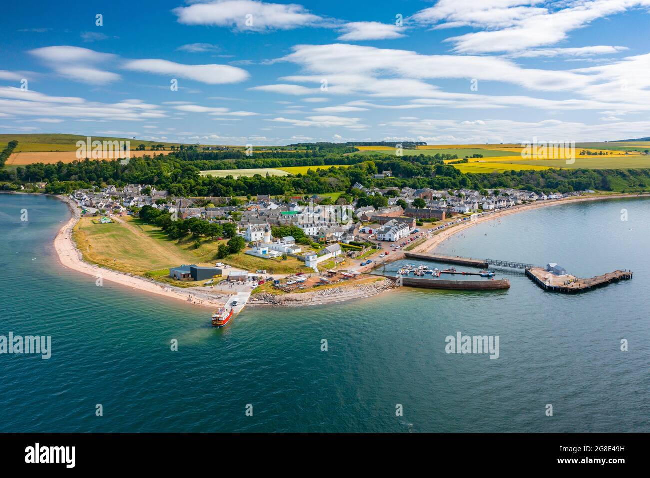 Aerial view from drone of Cromarty village on Black Isle on Cromarty