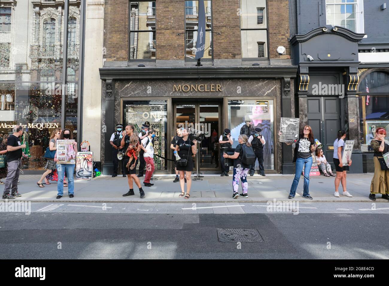 London, UK. 17 Jul 2021. First Anti-Fur protest outside MONCLER on Old Bond  Street organized by We Stand For the Animals. Credit: Waldemar Sikora Stock  Photo - Alamy