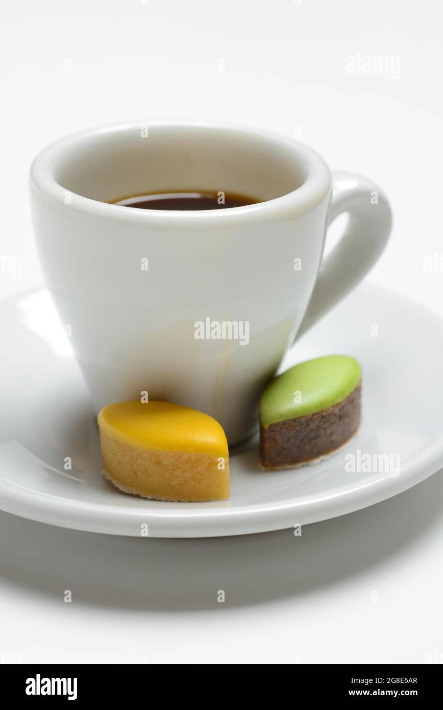 Calisson d'Aix and cup of coffee, almond confectionery from Aix-en ...