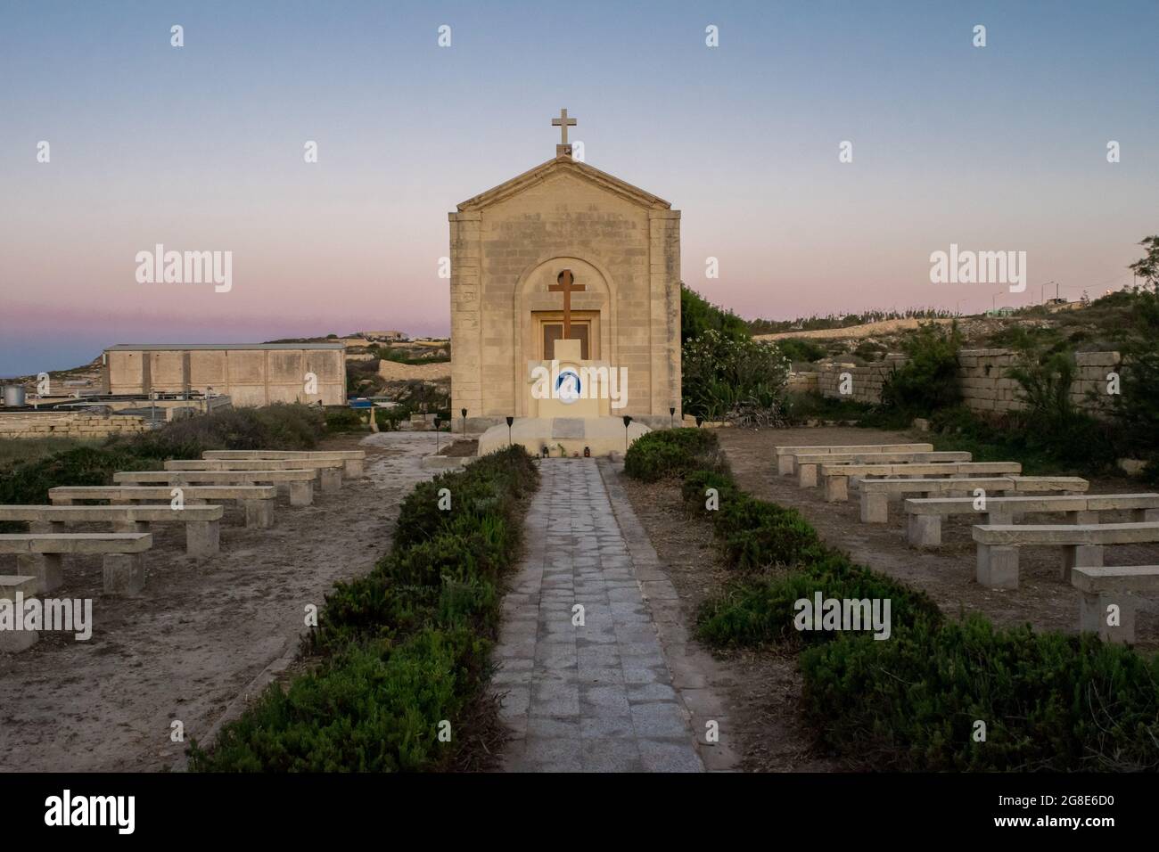 KALKARA, MALTA - May 22, 2020: a Christian chapel and cemetery of cholera disease victims in the area known as Wied Ghammieq, Kalkara, Malta Stock Photo