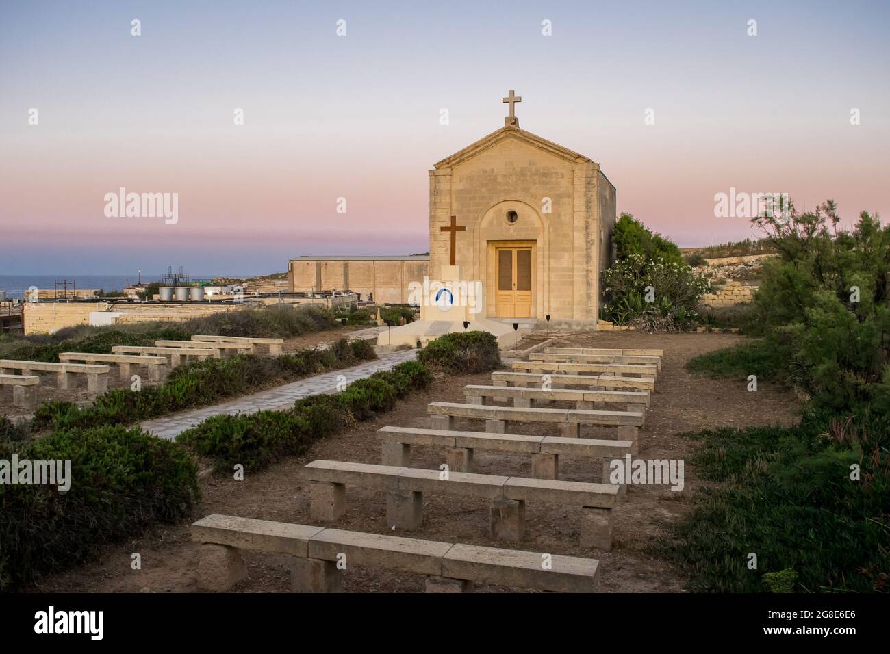 KALKARA, MALTA - May 22, 2020: a Christian chapel and cemetery of cholera disease victims in the area known as Wied Ghammieq, Kalkara, Malta Stock Photo