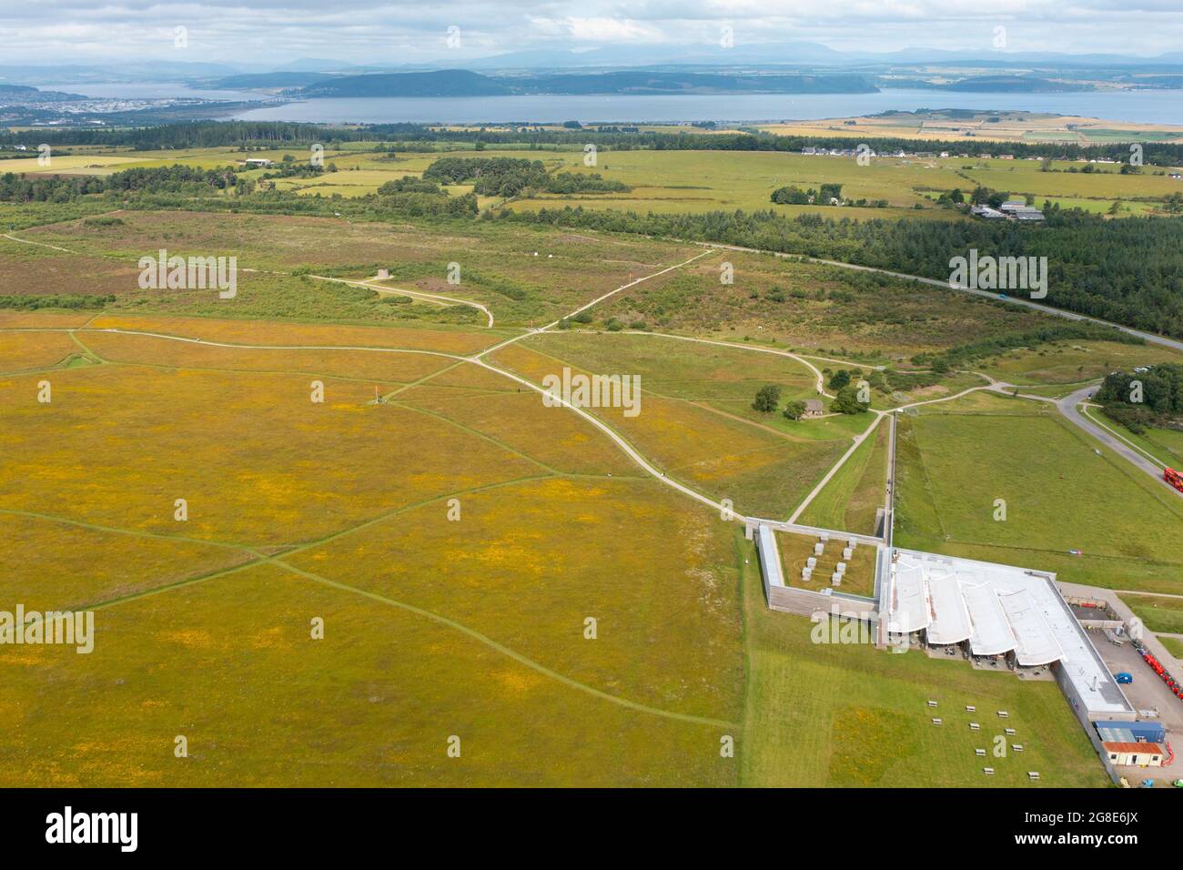 Aerial view from drone of Culloden Moor battlefield in Invernessshire