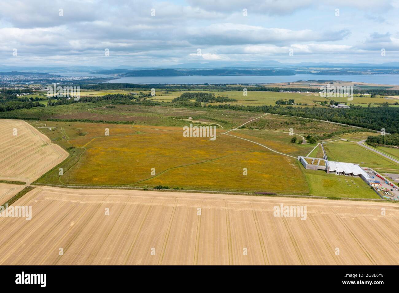 Aerial view from drone of Culloden Moor battlefield in Invernessshire