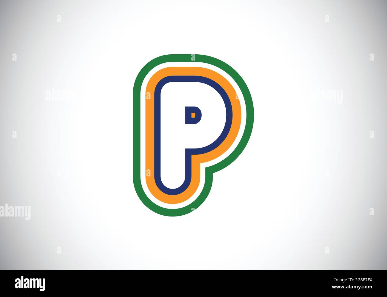 Colorful Initial P monogram letter alphabet. Children's cute alphabet. Cartoon bright font for kids. Modern vector logo design for business, Stock Vector