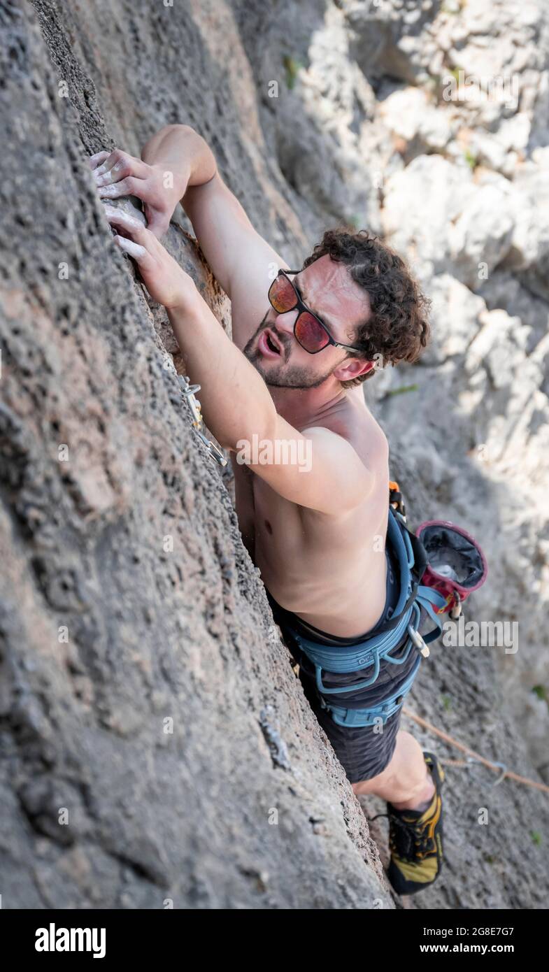 Armeos sector, rock face climbing, lead climbing, sport climbing, Kalymnos, Dodecanese, Greece