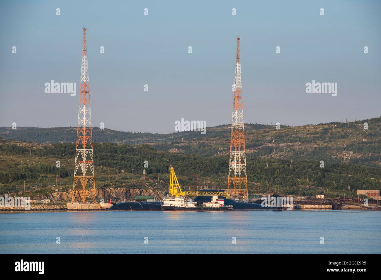 Nuclear submarine in Kola Bay, Murmansk, Russia Stock Photo