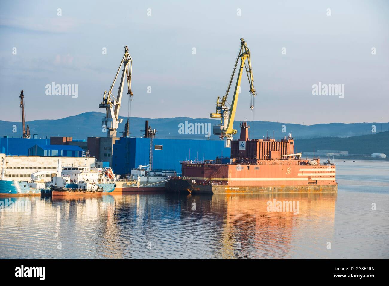 The only mobile nuclear power plant in the world, Murmansk, Russia Stock Photo