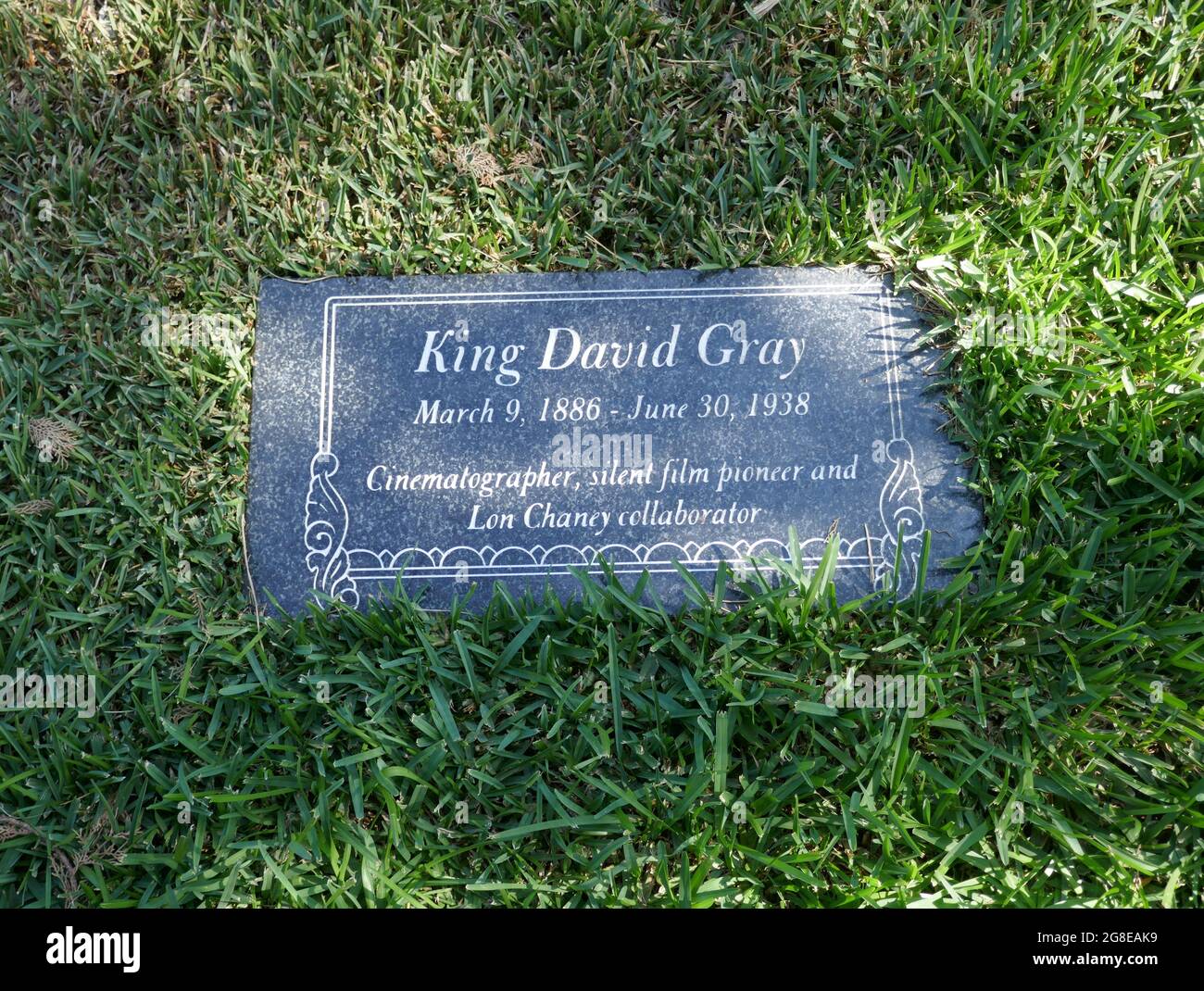 Los Angeles, California, USA 17th July 2021 A general view of atmosphere of Murder/victim/cinematographer King David Gray's Grave at Hollywood Forever Cemetery on July 17, 2021 in Los Angeles, California, USA. Photo by Barry King/Alamy Stock Photo Stock Photo