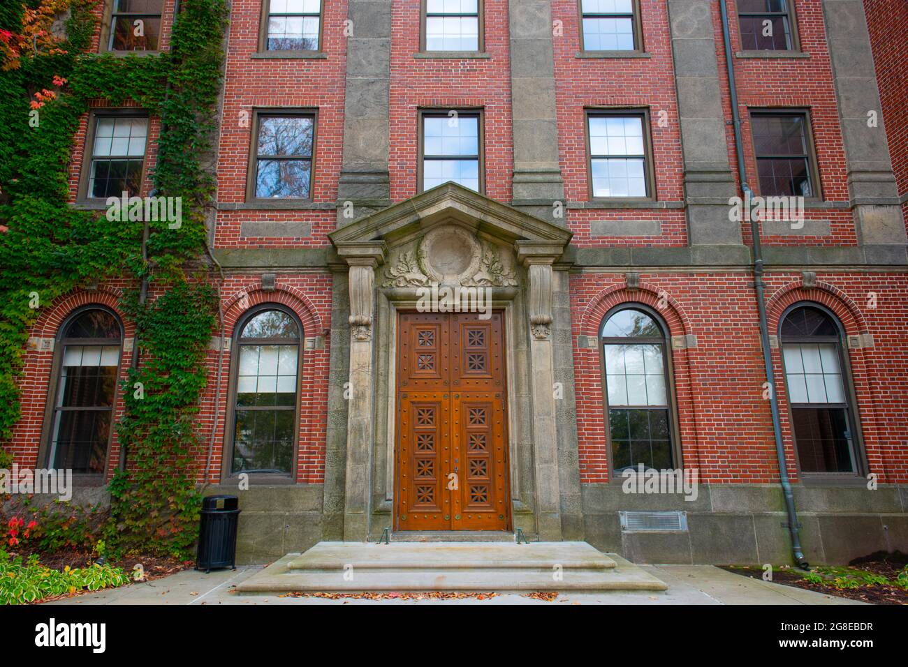 Beaven Hall in College of the Holy Cross with fall foliage in city of Worcester, Massachusetts MA, USA. Stock Photo
